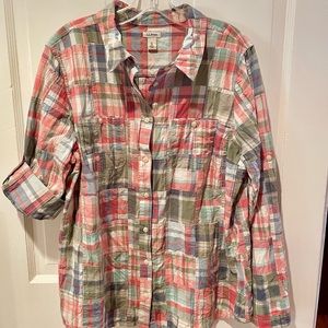 L.L. Bean Patchwork Madras Long Sleeve Shirt - XL